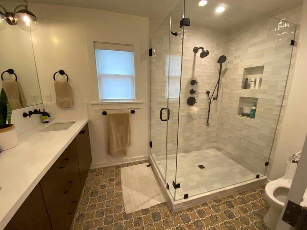 Custom designed and built new addition master bathroom shower